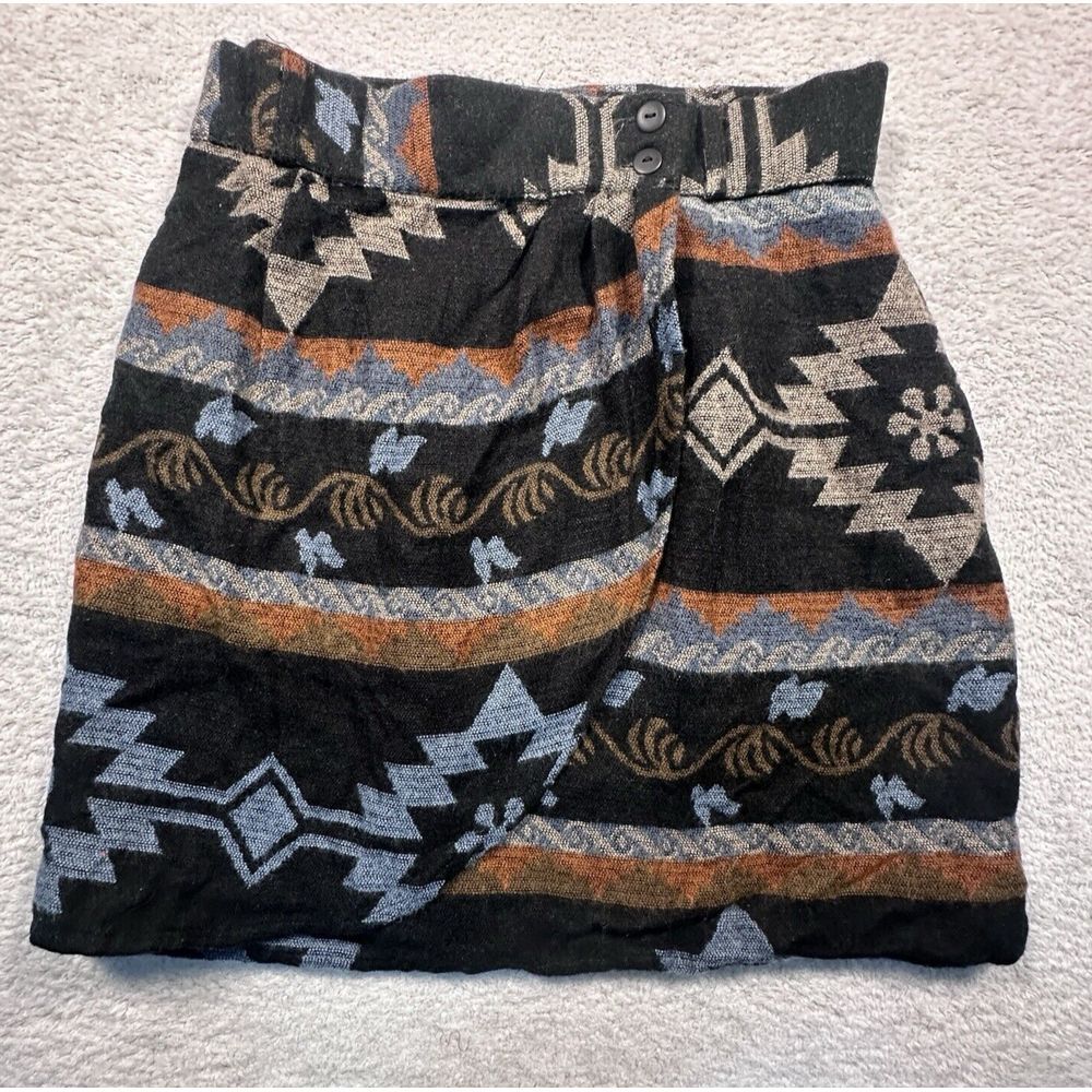 Vintage My Michelle Aztec Faux Wrap Mini Skirt Women's 13 Made in USA